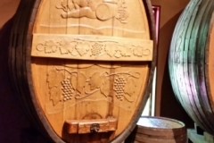 Hand carved wine barrel
